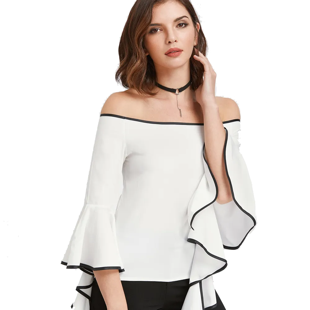 White log sleeve crop top