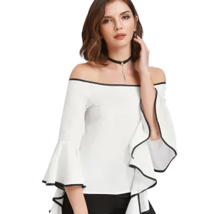 White log sleeve crop top