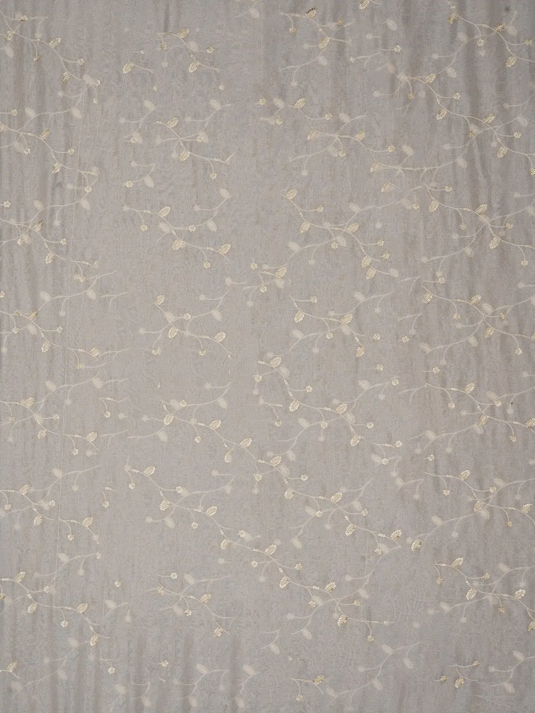 White Sequin Embroidered Pure Cotton Dress Material with Dupatta