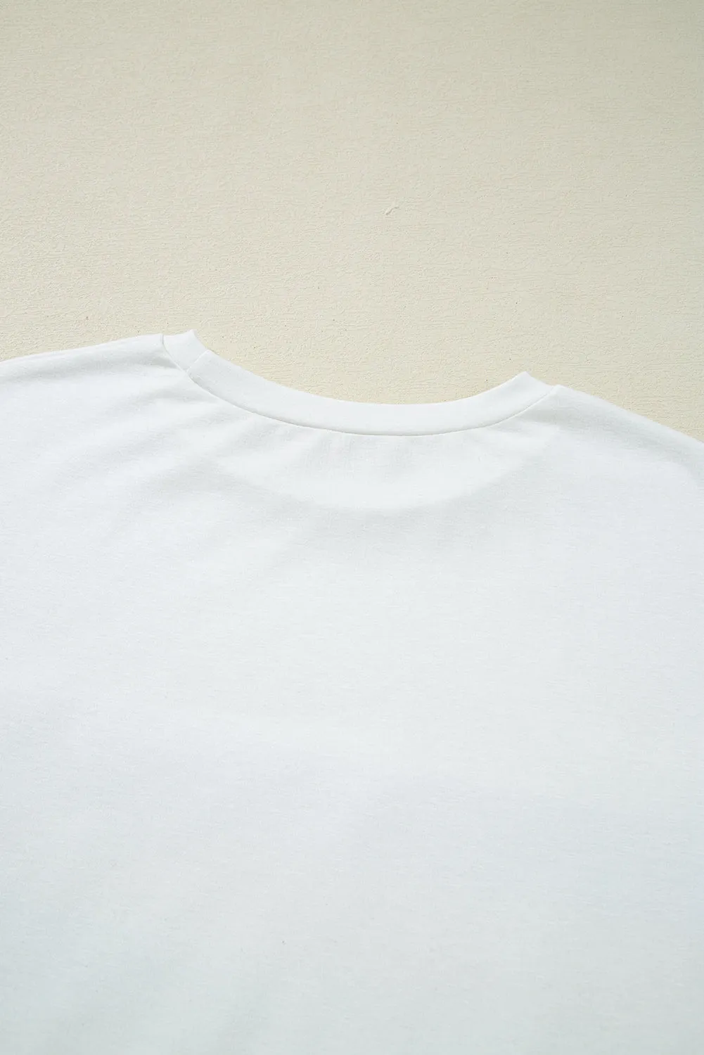 White Sequin Stripes Patchwork Mardi Gras Crew Neck T Shirt