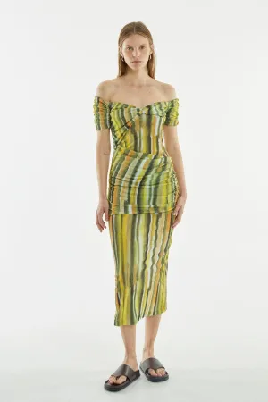 WIND THROUGH OFF SHOULDER DRESS | BRUSH STROKE