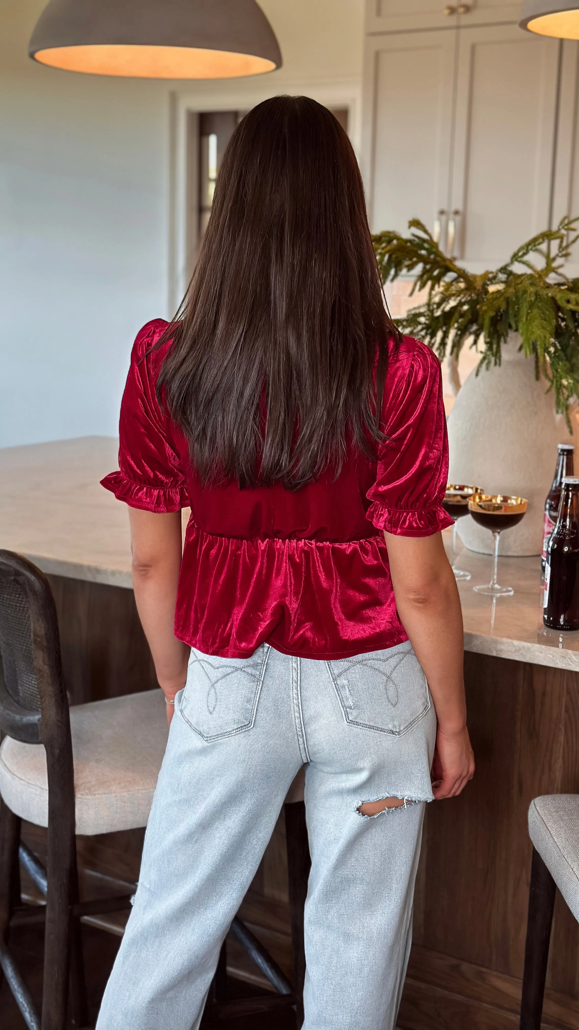Wine & Dine Velvet Babydoll Top