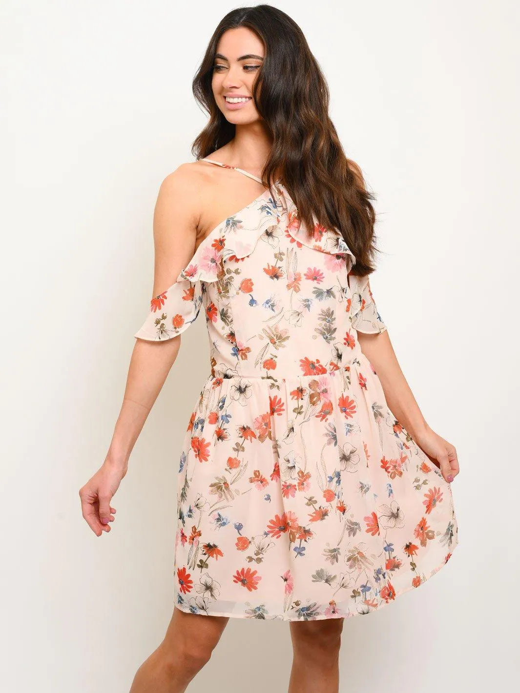 WOMEN'S FLORAL OFF SHOULDER MINI DRESS