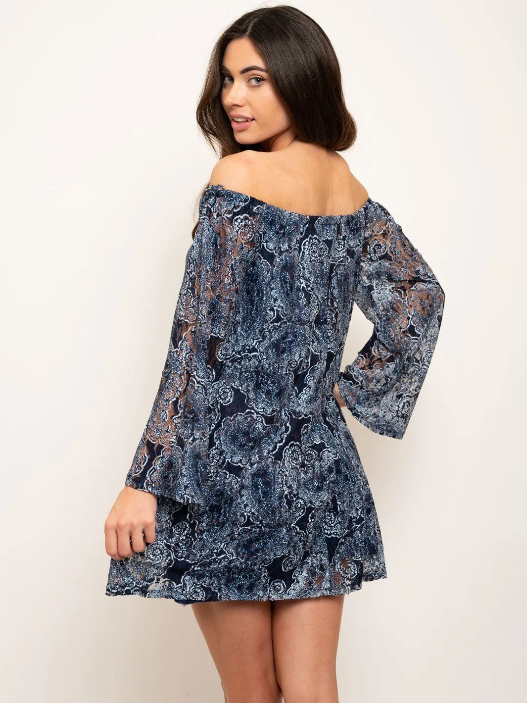 WOMEN'S OFF THE SHOULDER LONG SLEEVE MINI DRESS