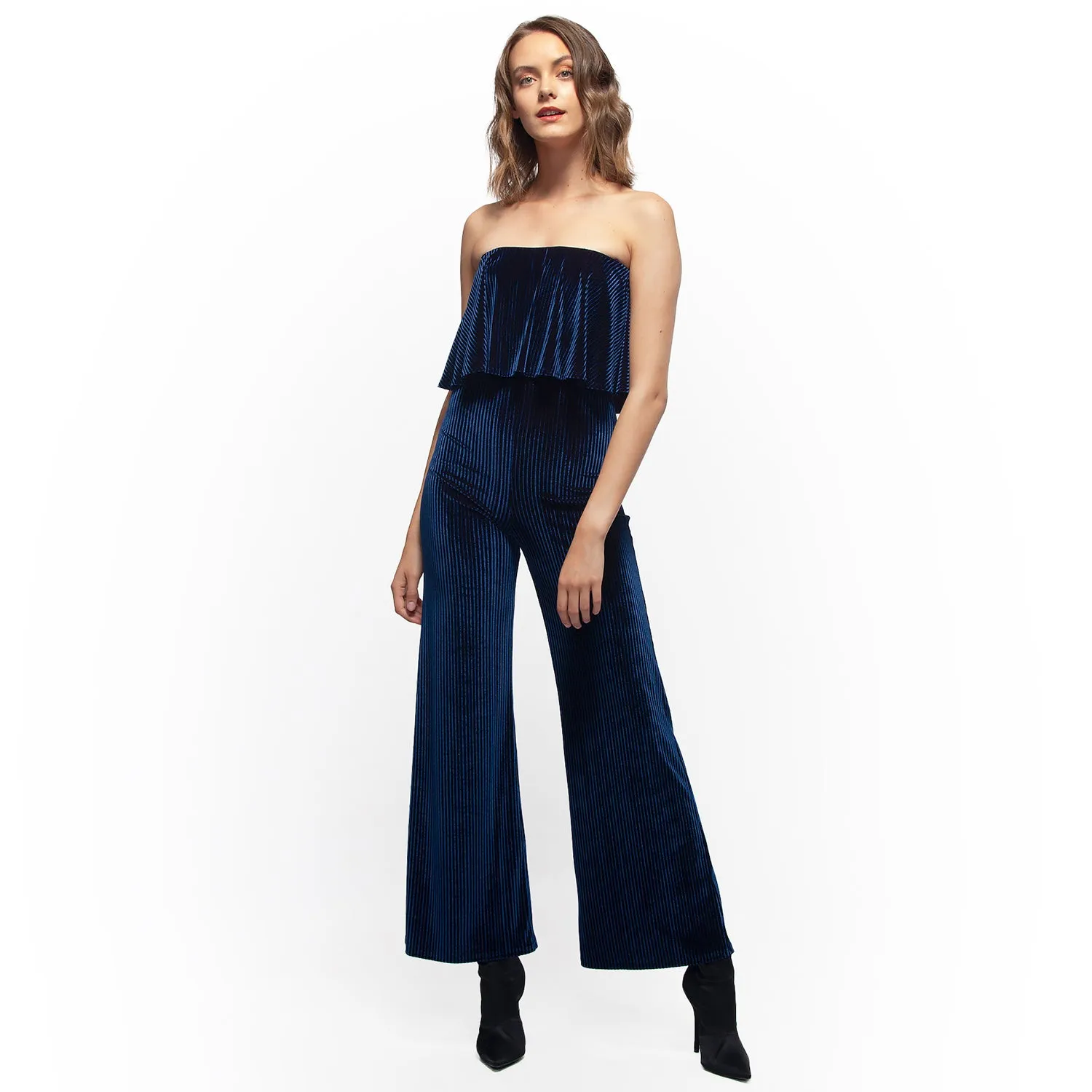 Women's Ribbed Velvet Tube Top Jumpsuit