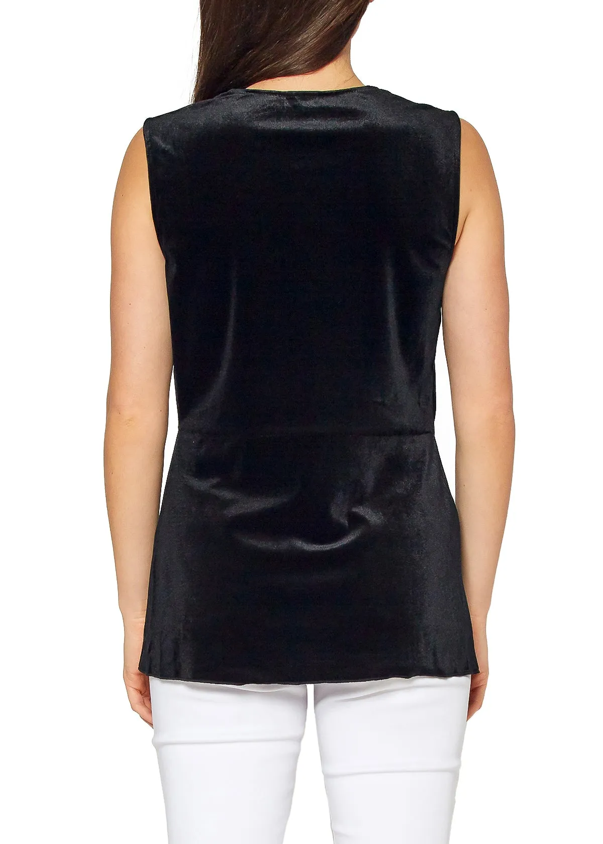 Women's Velvet Twist Front Sleeveless Top