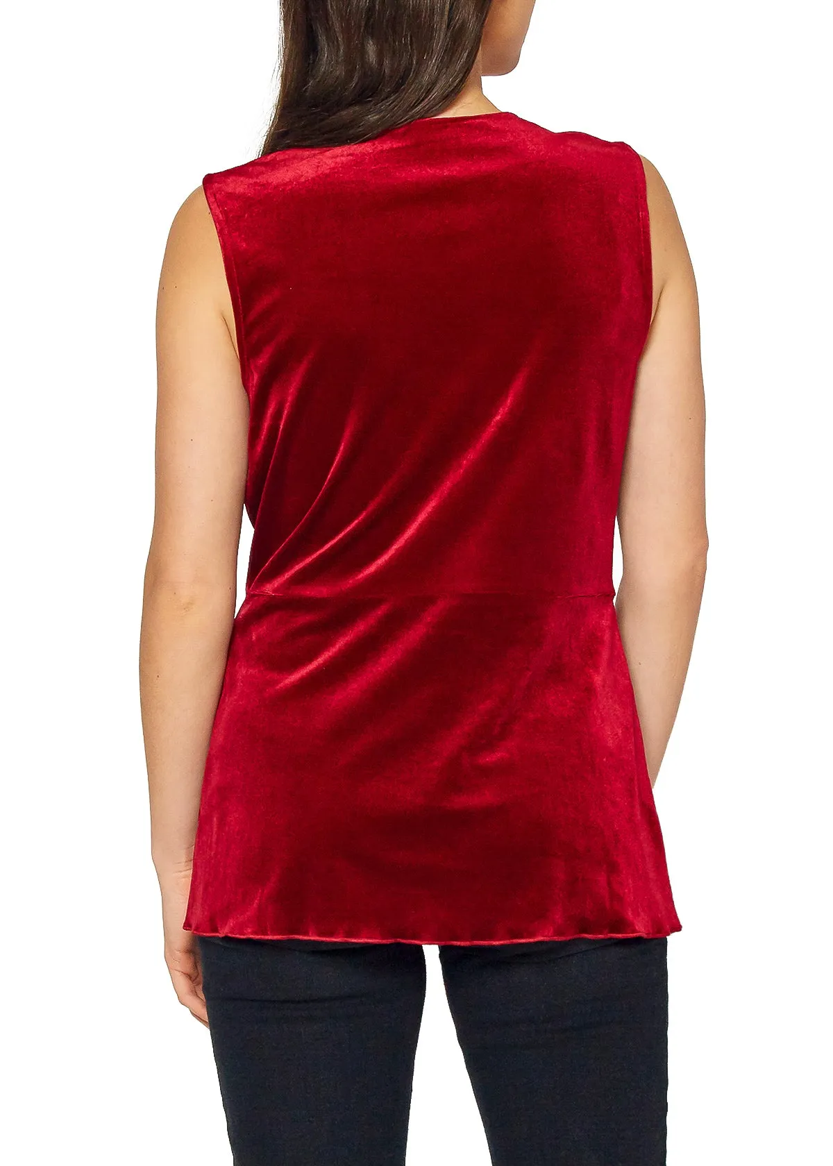 Women's Velvet Twist Front Sleeveless Top