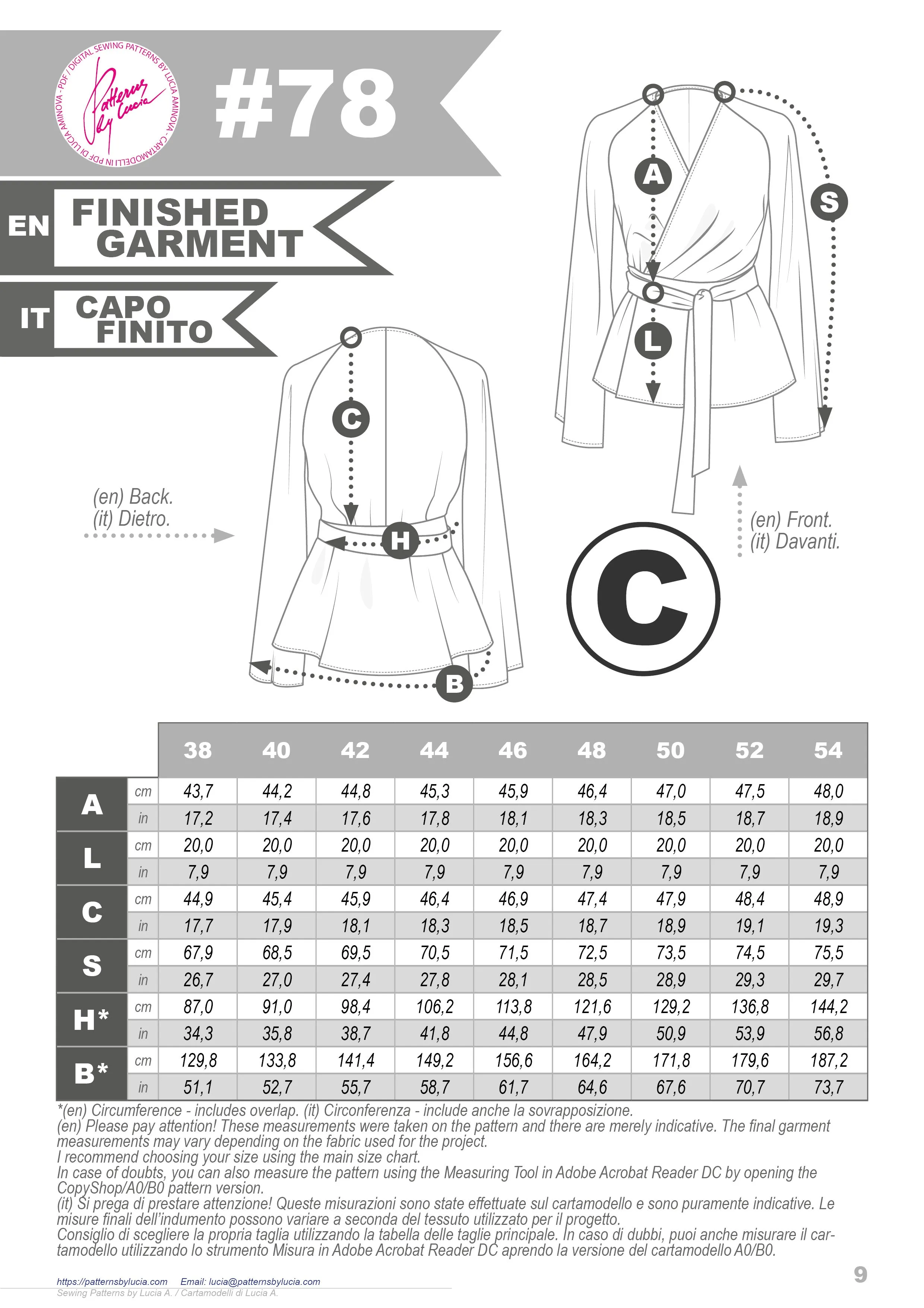 Wrap Blouse and Dress Sewing Pattern N.78