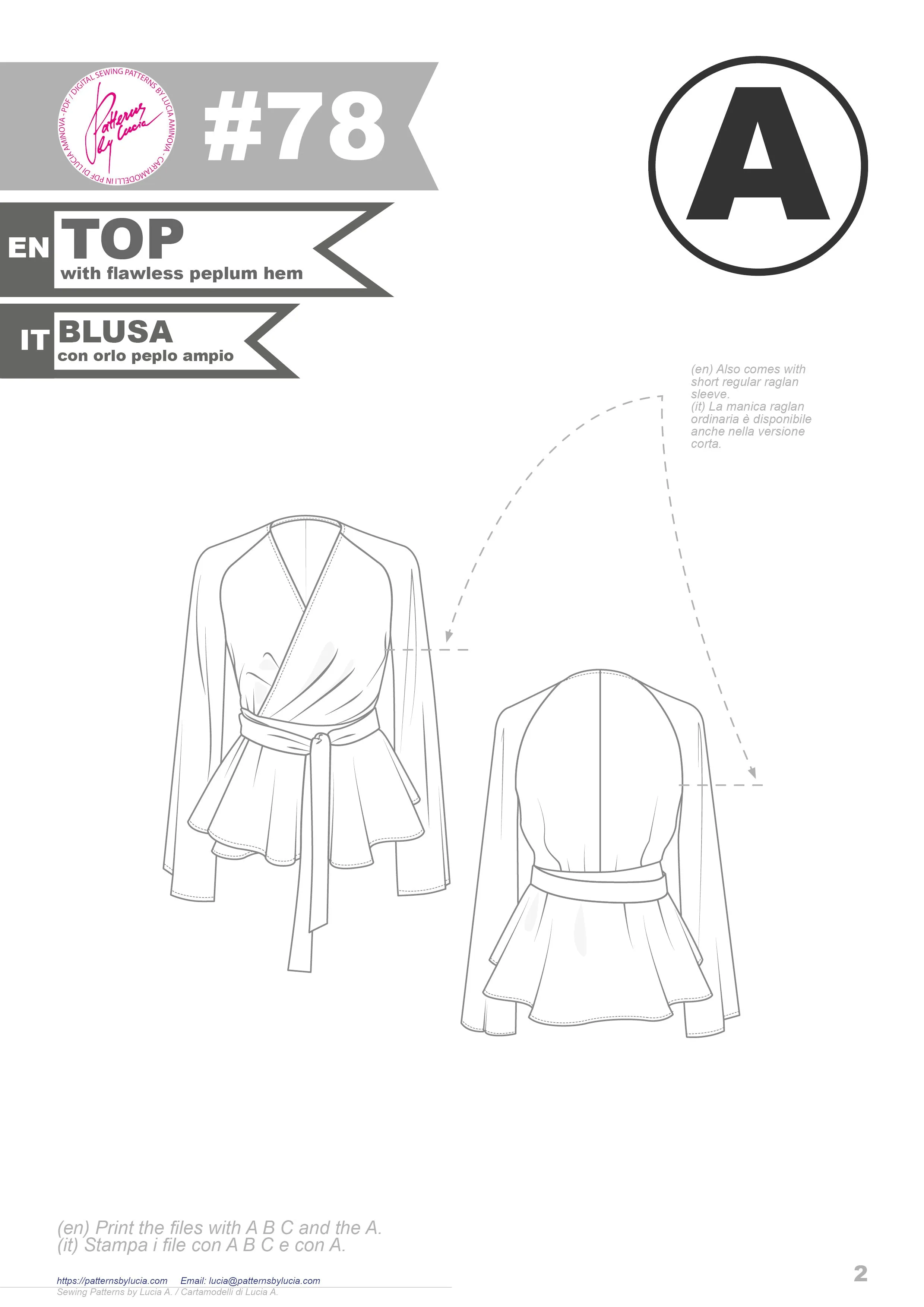 Wrap Blouse and Dress Sewing Pattern N.78