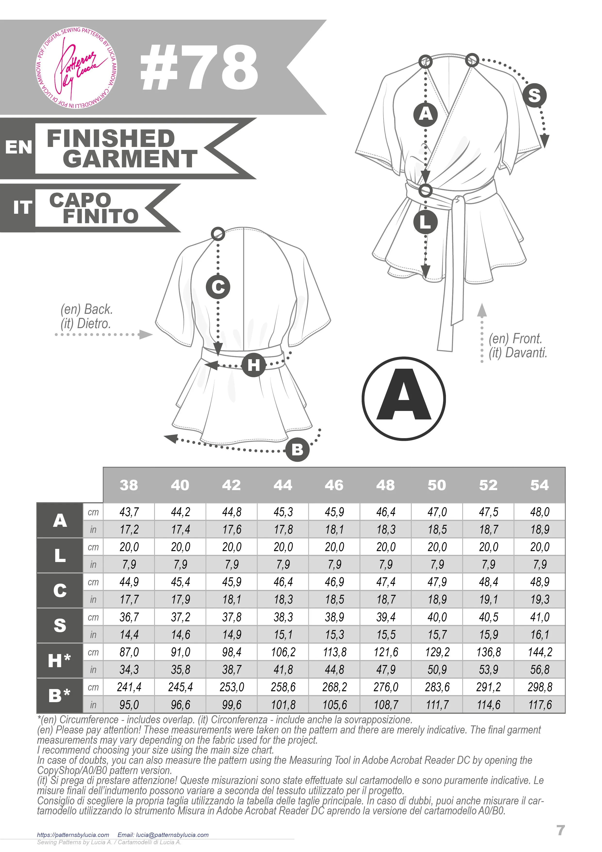 Wrap Blouse and Dress Sewing Pattern N.78