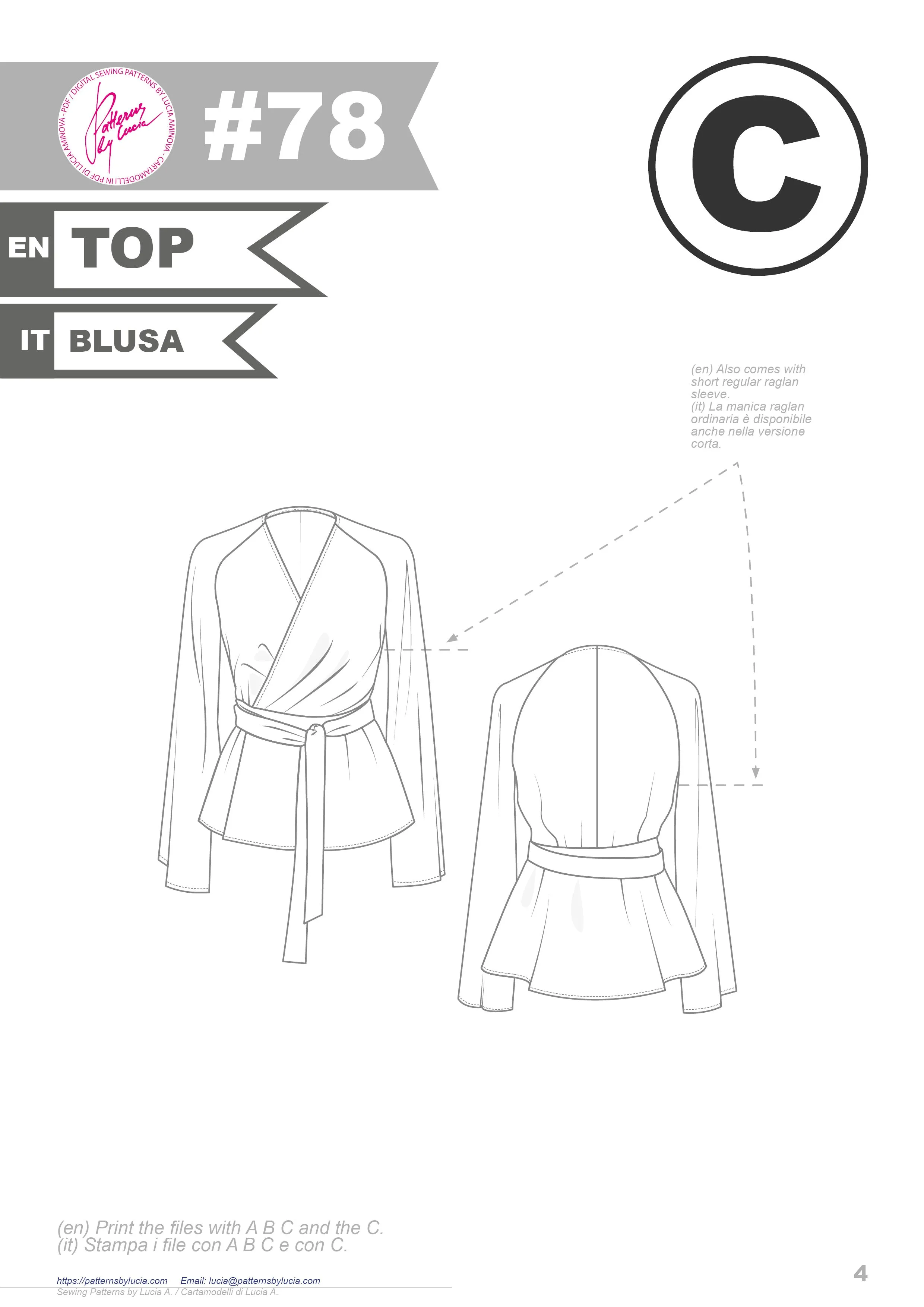 Wrap Blouse and Dress Sewing Pattern N.78