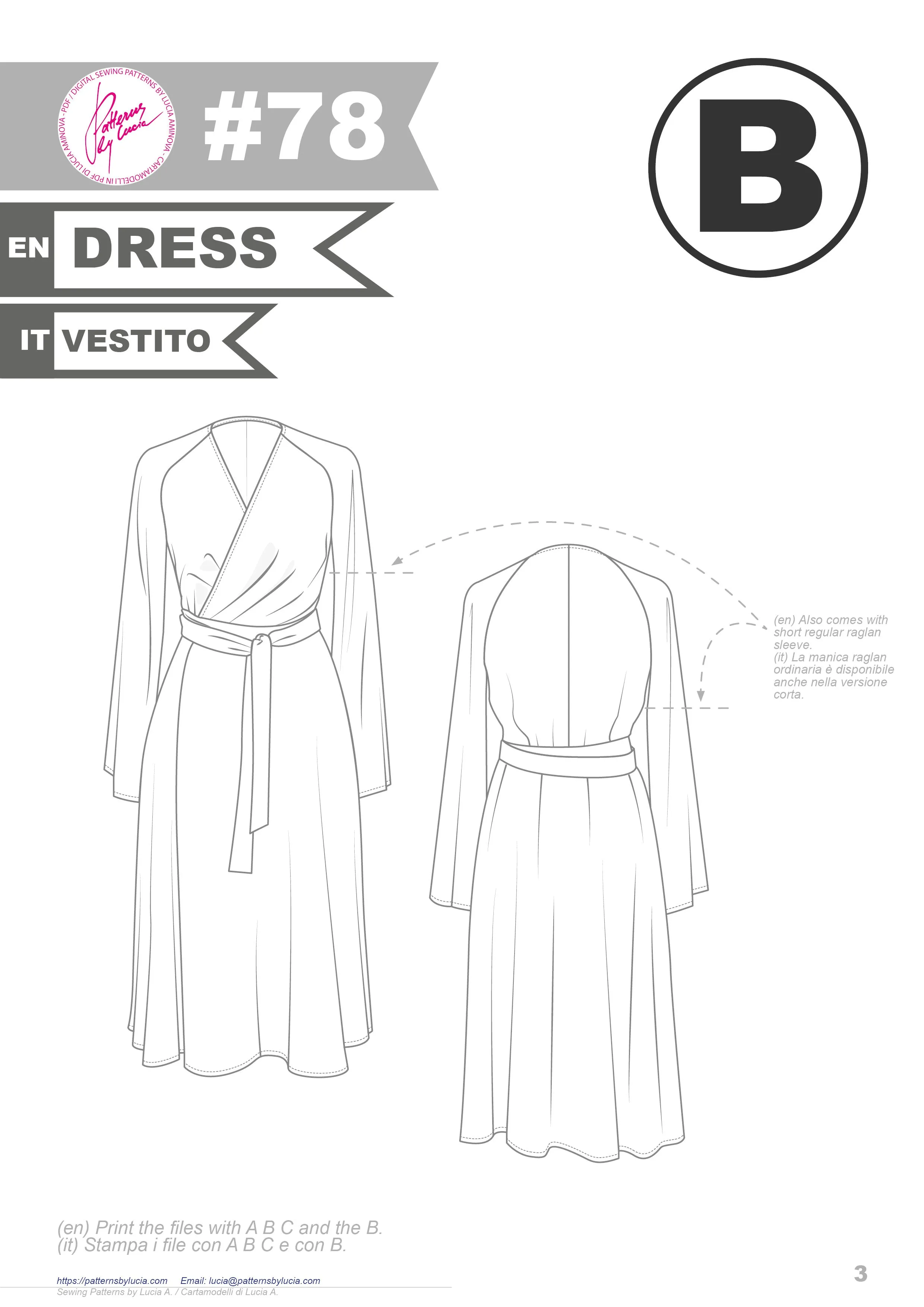 Wrap Blouse and Dress Sewing Pattern N.78