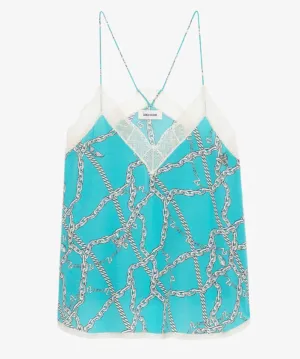 Zadig & Voltaire - Christy Silk Camisole Top - Aqua Chaines