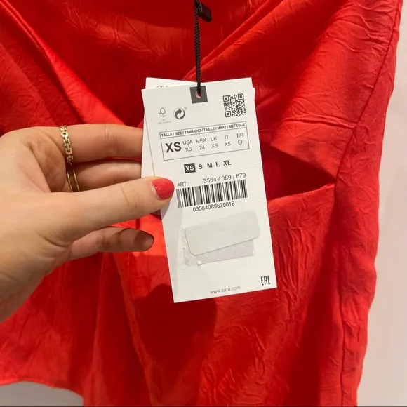 Zara Knotted Satin Skirt in Coral (XS)