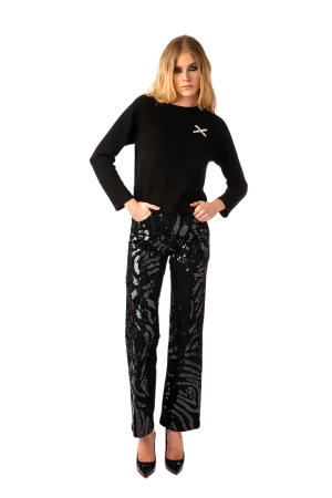 Zebra Sequin Denim Pants