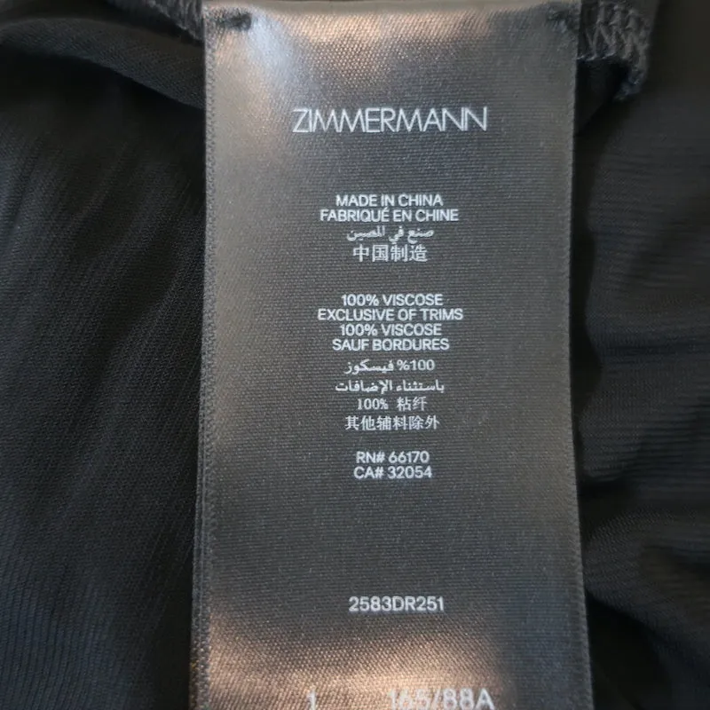 Zimmermann Crush Off the Shoulder Maxi Dress Black Jersey Size 1